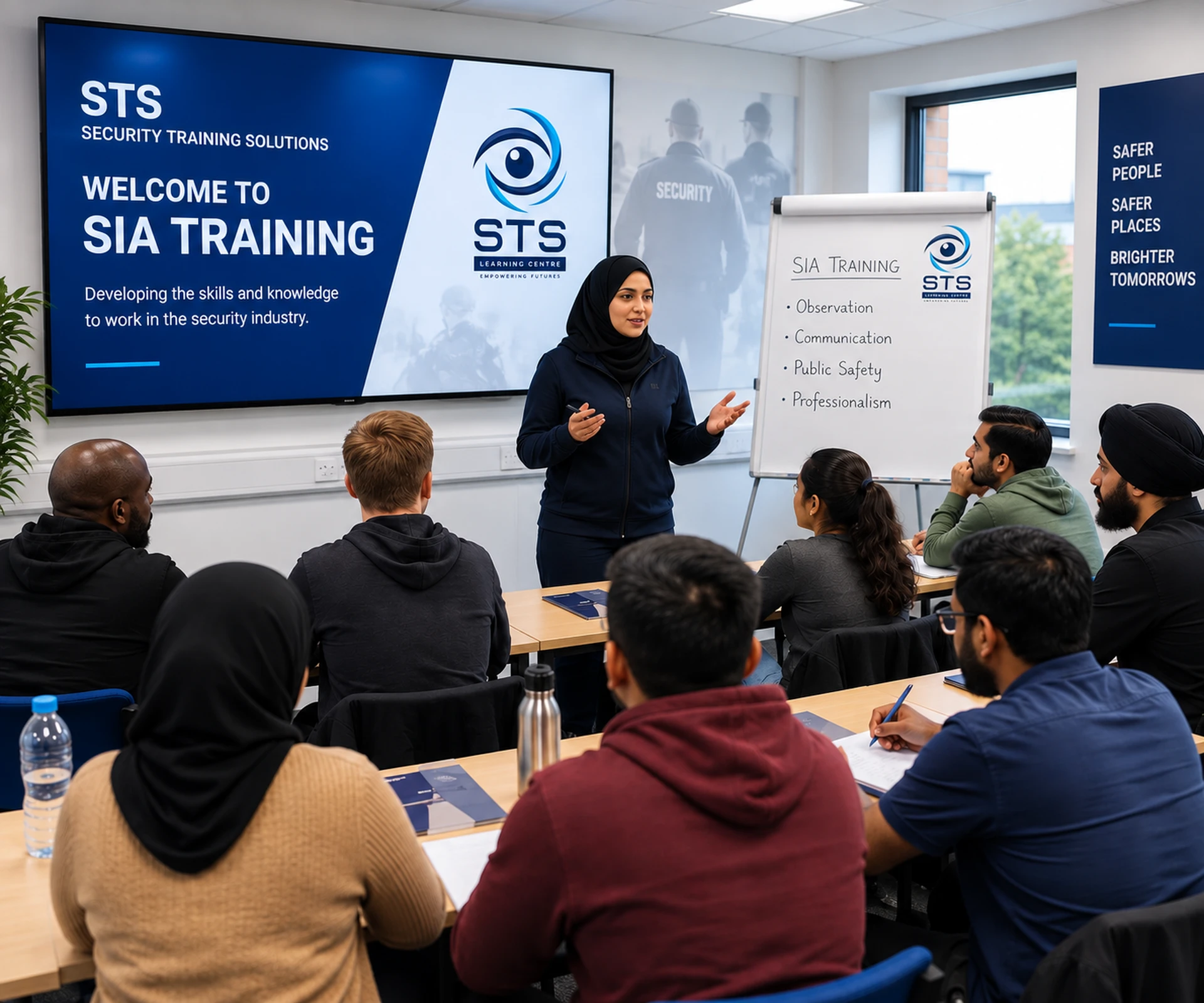 SIA training instructor teaching students in a professional security training classroom